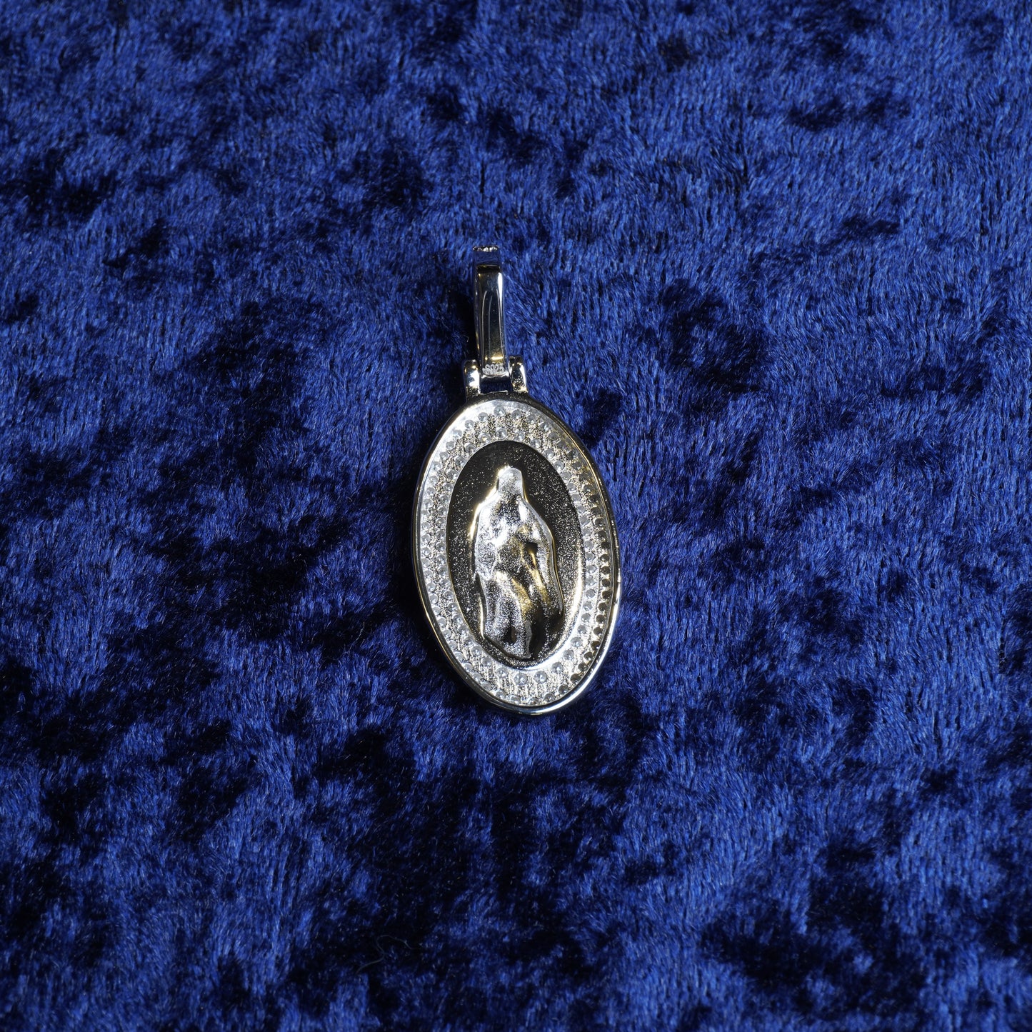 S925 "La Virgen de Guadalupe Medallion" VVS Moissanite With 22" Rope Chain