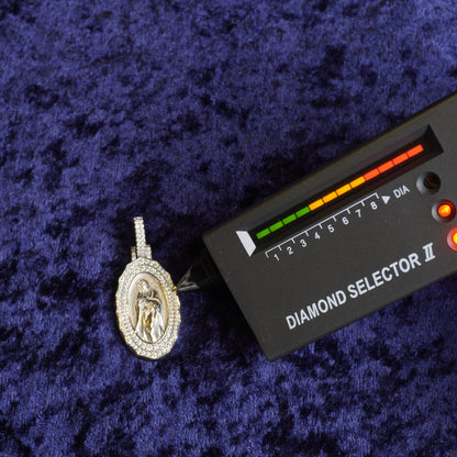 S925 "La Virgen de Guadalupe Medallion" VVS Moissanite With 22" Rope Chain