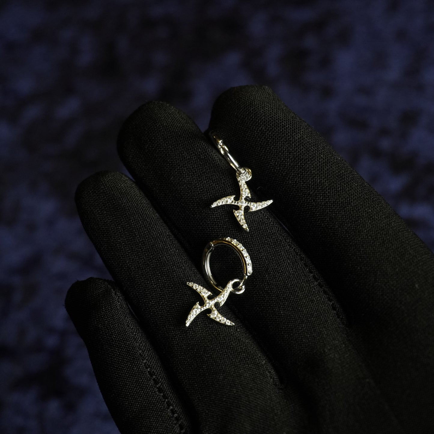 S925 "Shuriken Drop" VVS Moissanite Hoops