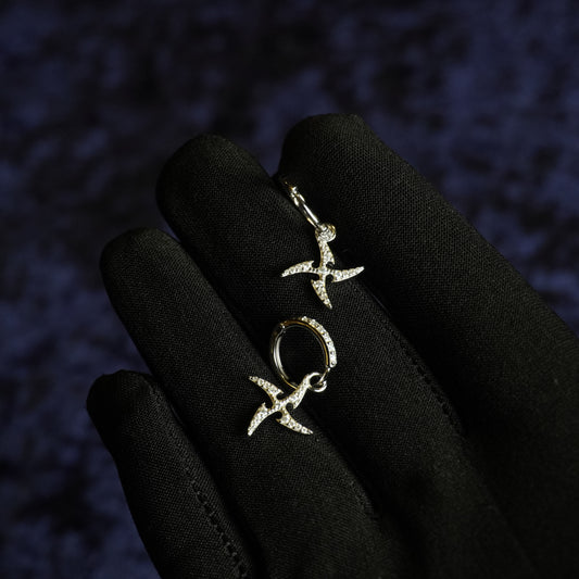 S925 "Shuriken Drop" VVS Moissanite Hoops