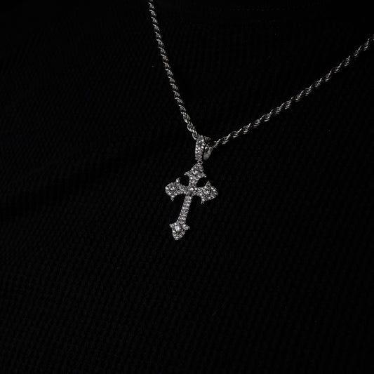 Big Catholic Cross Pendant + 3mm Rope Chain