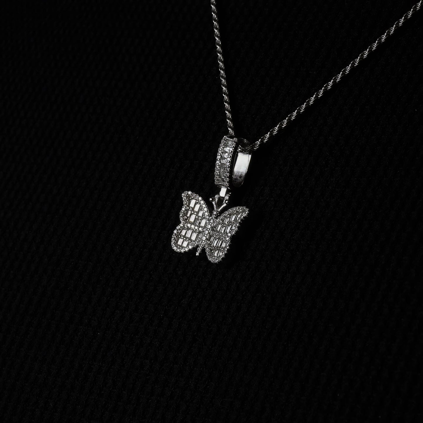 Butterfly Pendant + 2mm Rope Chain