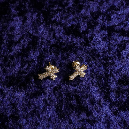 Catholic Cross Earrings Yellow Gold